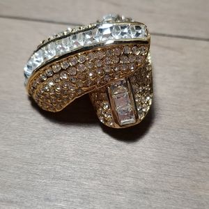 1980's Gold Tone encrusted with clear Rhinestones